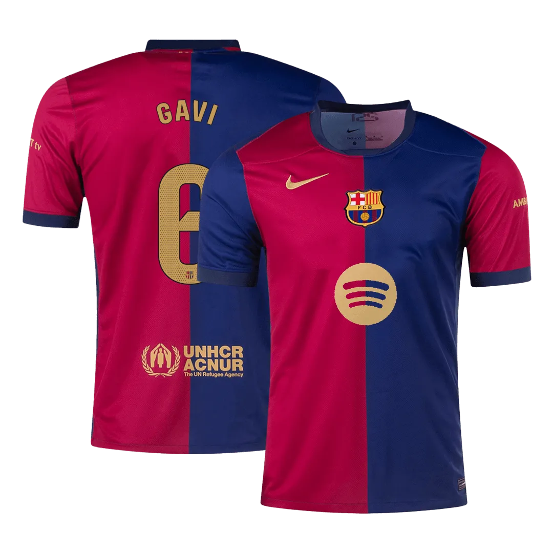 Men's GAVI #6 Barcelona Home Soccer Jersey Shirt 2024/25